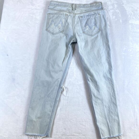 MOTHER Jeans Women Sz 26 Light Wash Distressed The Dropout Fray Get Blondie - Picture 5 of 16